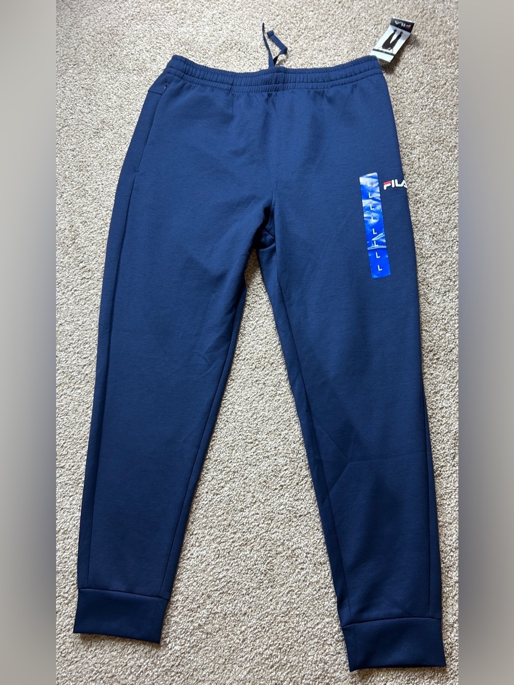 Fila Women's Navy Jogger Sweatpants Fleece Lined Elastic Waist Size Large NWT